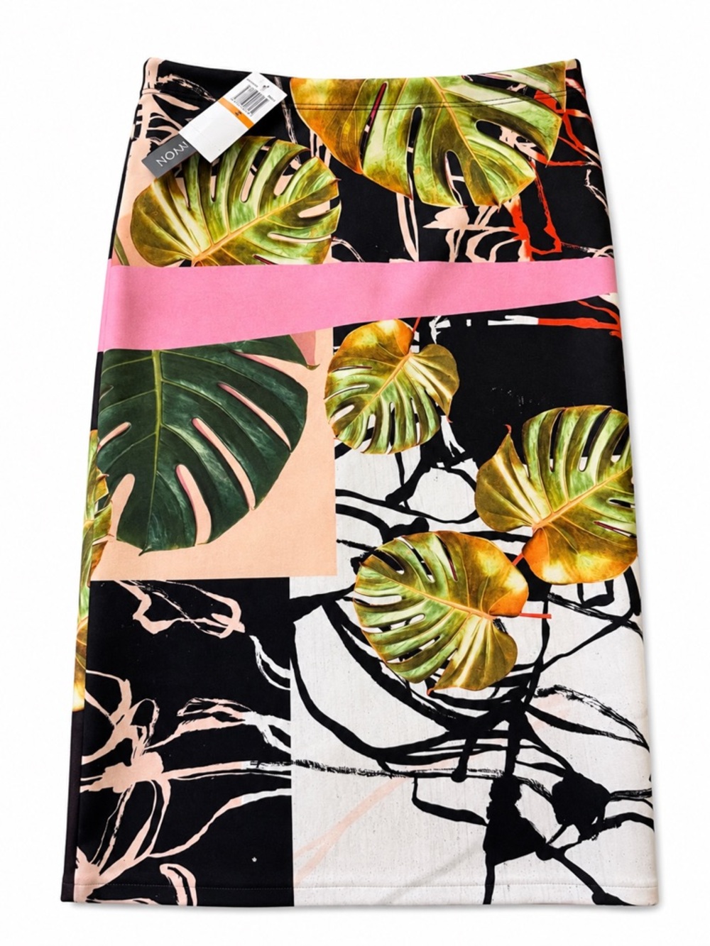 Clover Canyon Black, Pink & Green Tropical Pencil Skirt